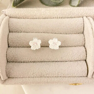 925 Sterling Silver Tiny Cherry Blossom Stud Earrings Tiny Flower Studs